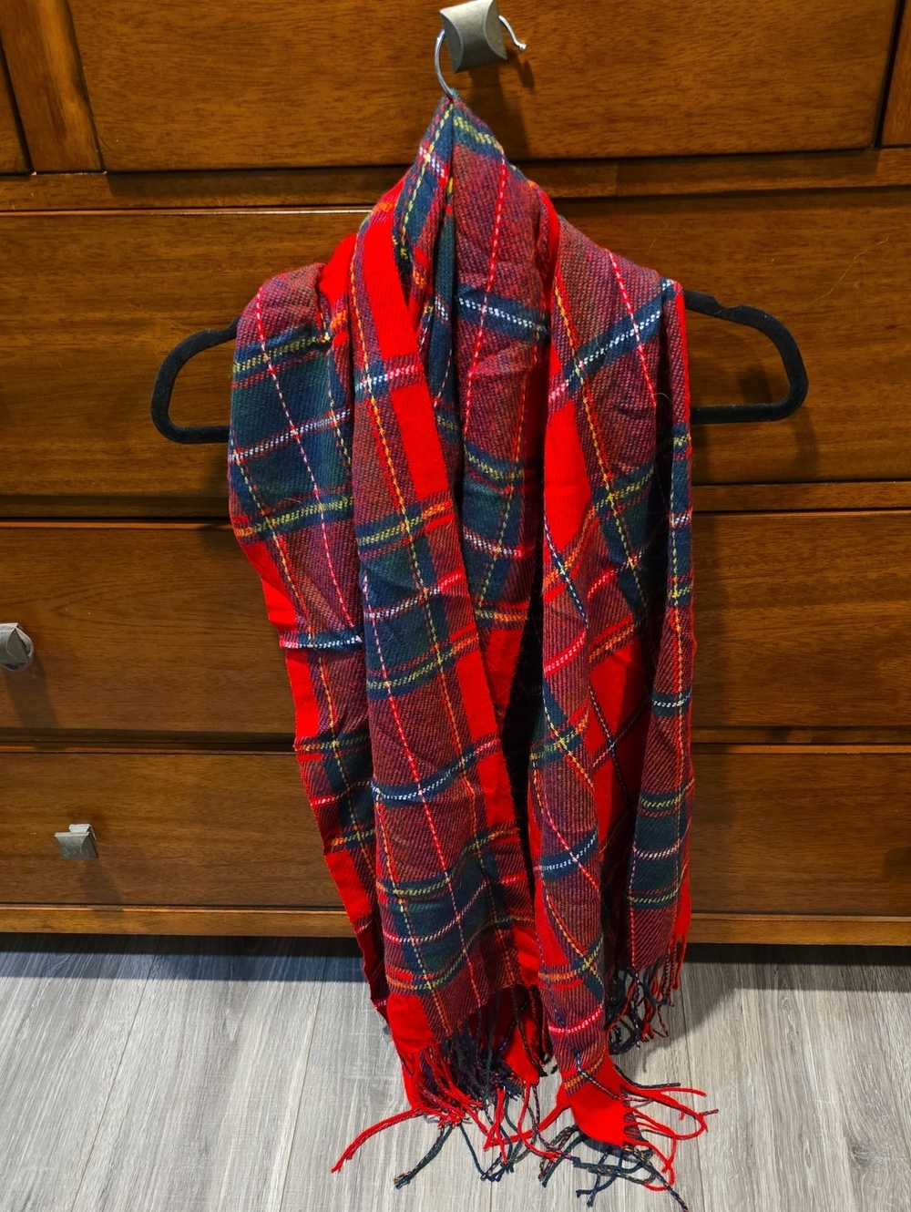Red Plaid Throw Scarf - Brand Unspecified